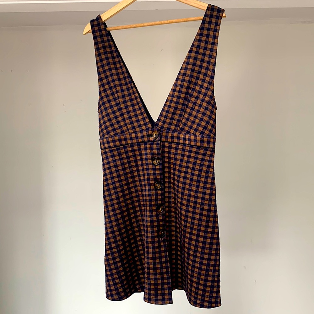 Topshop Checked Pinafore Dress